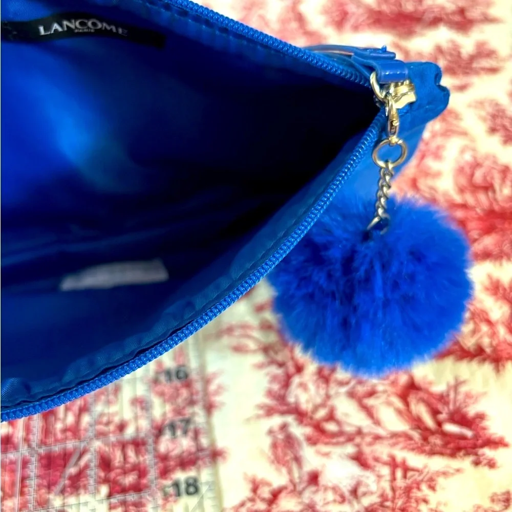Lancome Cosmetic / Clutch Bag & Puffball keychain in 2026’s Primary Klein Blue!
